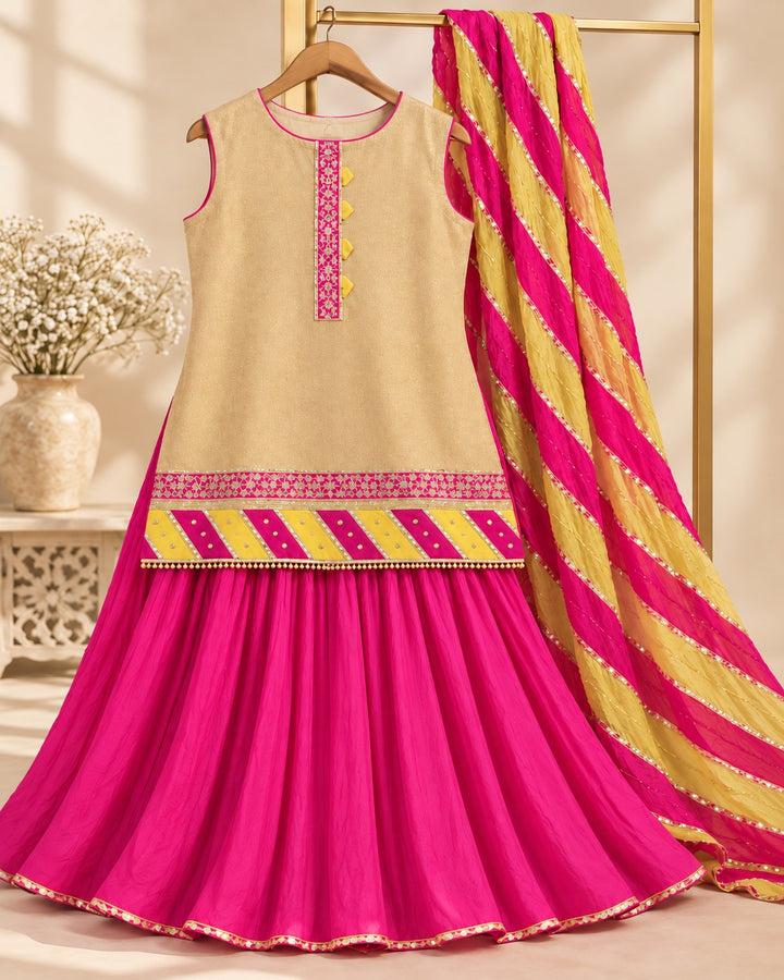Marigold – 3 Piece Gota Embroidered Lehenga Set (RK0101) view 1 view 1