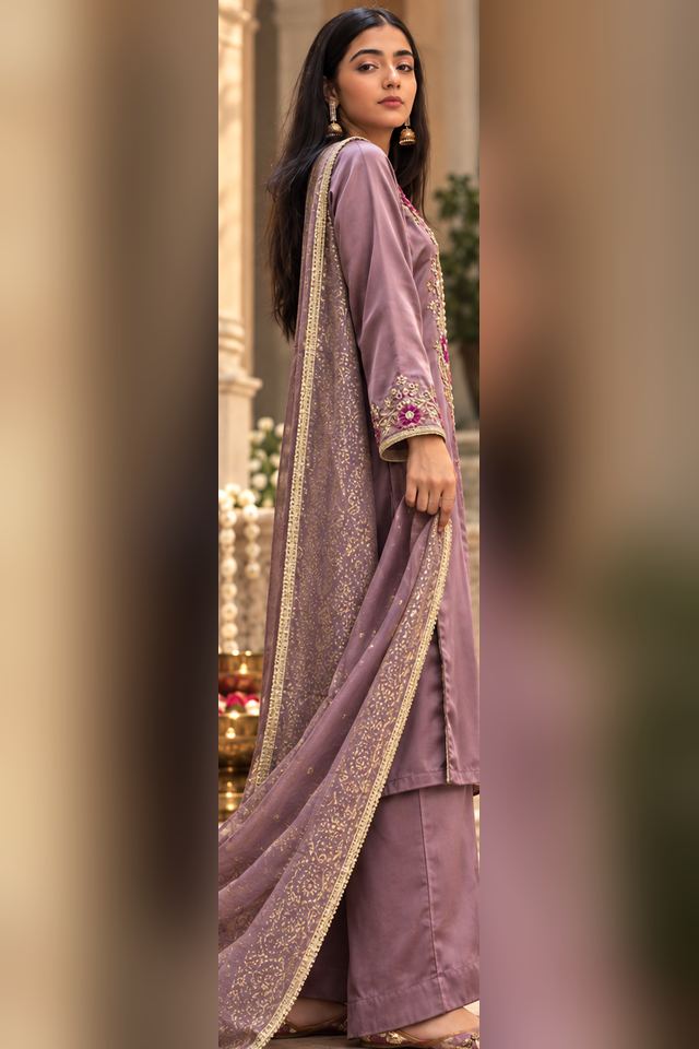 3 Piece Embroidered Silk Suit (RS0102) view 2 view 2