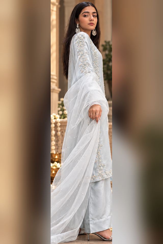 3 Piece Embellished Silk Suit (RS0103) view 2 view 2
