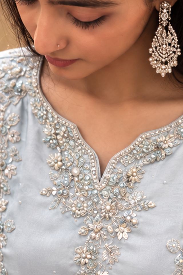 3 Piece Embellished Silk Suit (RS0103) view 3 view 3