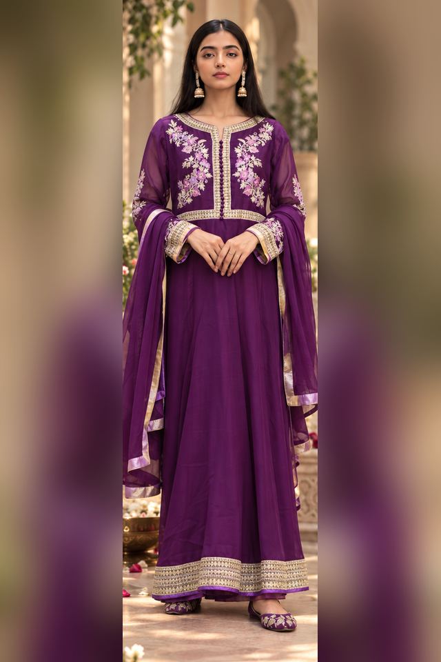 3 Piece Embroidered Chiffon Frock (RS0105) view 1 view 1