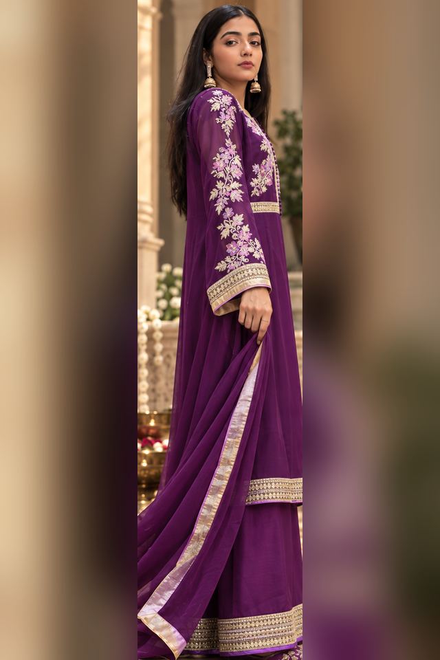 3 Piece Embroidered Chiffon Frock (RS0105) view 2 view 2