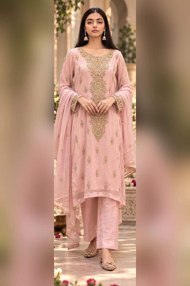3 Piece Zardozi Chiffon Suit (RS0106) view 1 view 1
