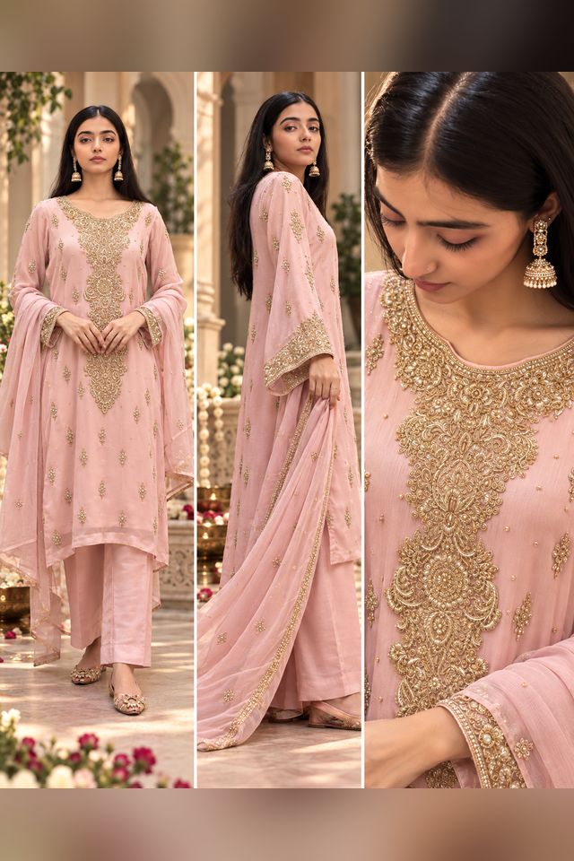 3 Piece Zardozi Chiffon Suit (RS0106) view 4 view 4