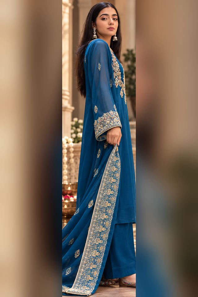 3 Piece Embellished Chiffon Suit (RS0108) view 2 view 2