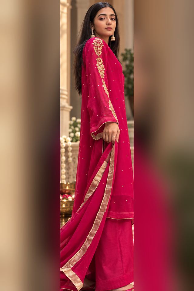 3 Piece Embroidered Chiffon Suit (RS0110) view 2 view 2