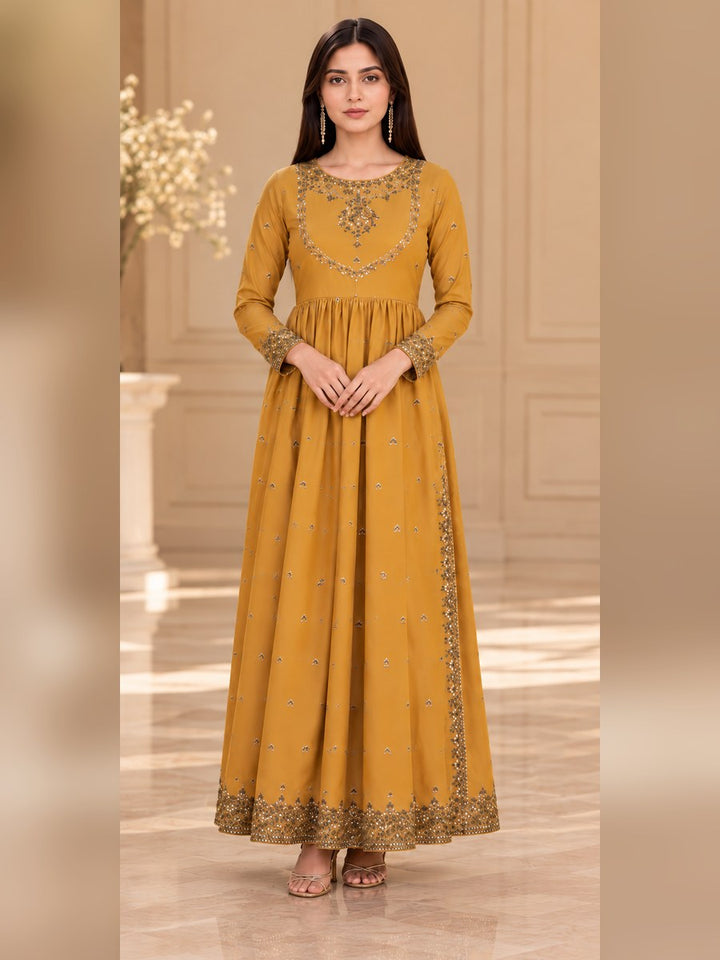 1 Piece Embroidered Silk Maxi (RS0112) view 1 view 1