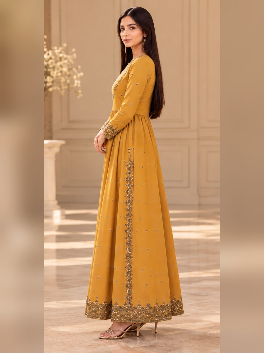1 Piece Embroidered Silk Maxi (RS0112) view 2 view 2
