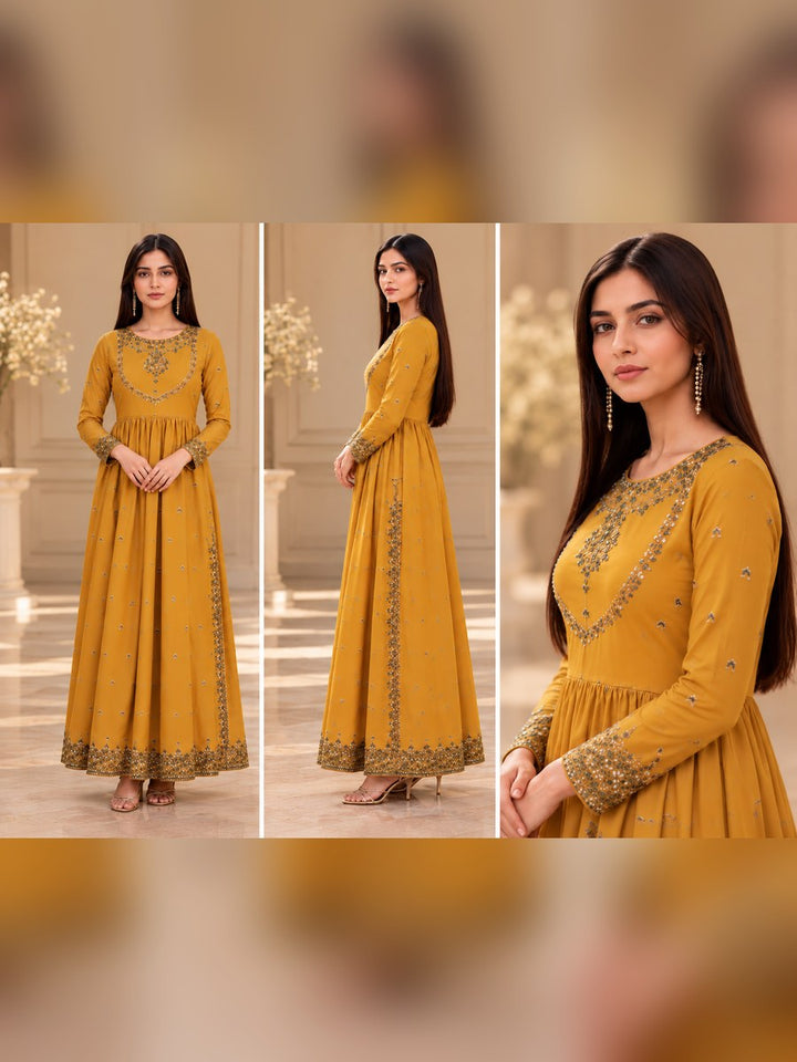 1 Piece Embroidered Silk Maxi (RS0112) view 4 view 4