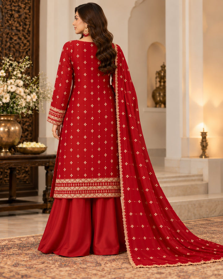 Scarlet Court – 4 Piece Front-Open Gown with Palazzo (RS0118) view 2 view 2