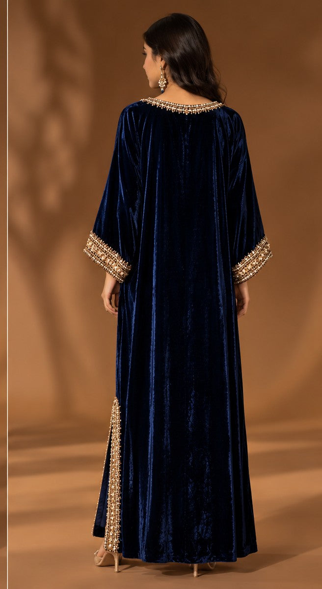 Navy Royale – 1 Piece Embellished Velvet Kaftan (RS0123) view 2 view 2